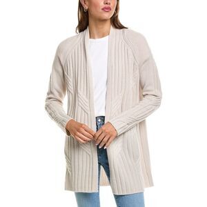 Forte Cashmere Womens  Luxe Cable 100% Cashmere Cardigan, Brown